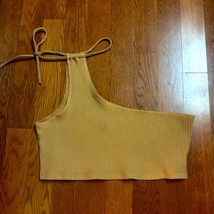 Aerie brand women’s XXL one shoulder halter top. Tan color- NWOT